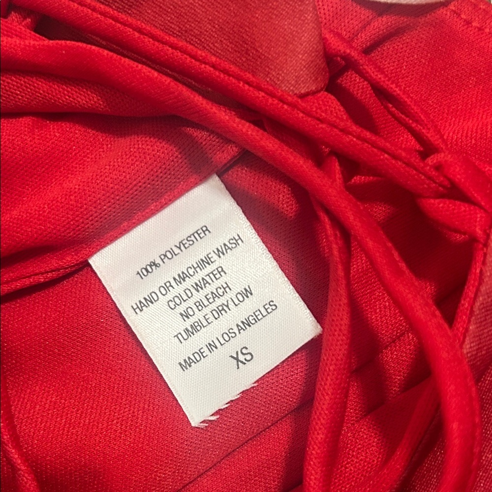 Red Halter Corset Crop Top with Tie Straps - Picture 4 of 4